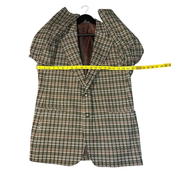 Vintage Montgomery Ward Houndstooth Tweed Blazer Wool Blend Men’s 40R Women’s XL - Picture 7 of 8
